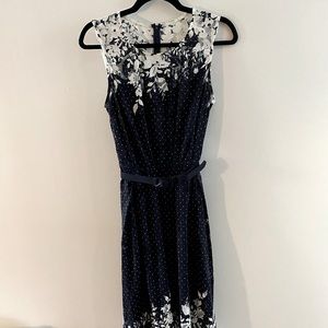Eva Franco Navy and White floral dress with slip